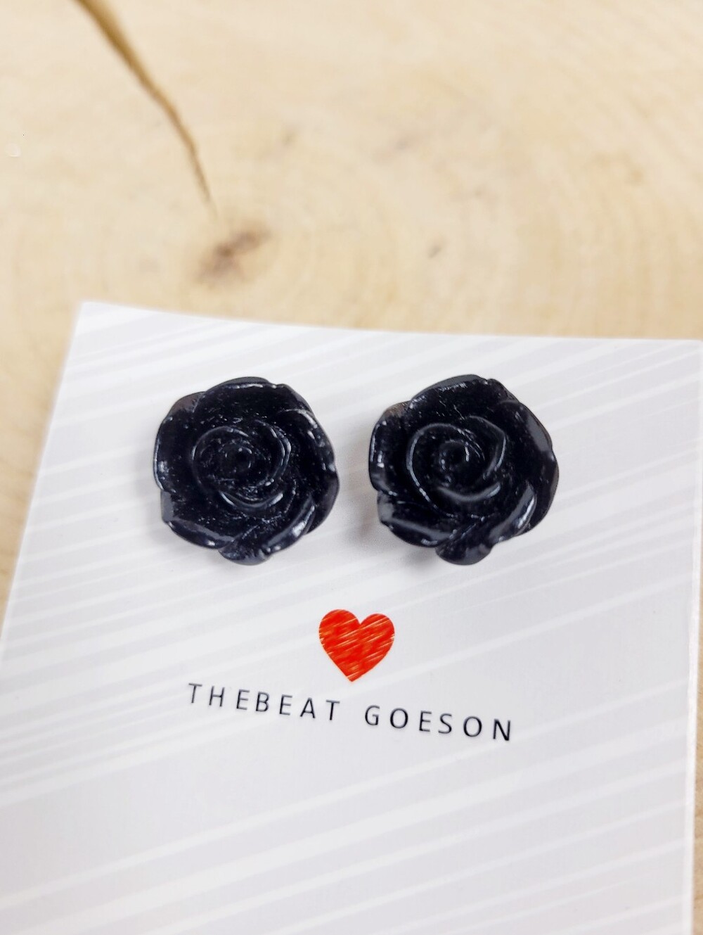 Brand New Black Rose Stud Earrings